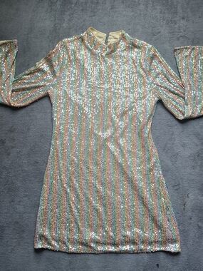 Women's Multicolor Sequin Long Sleeve Mini Dress
